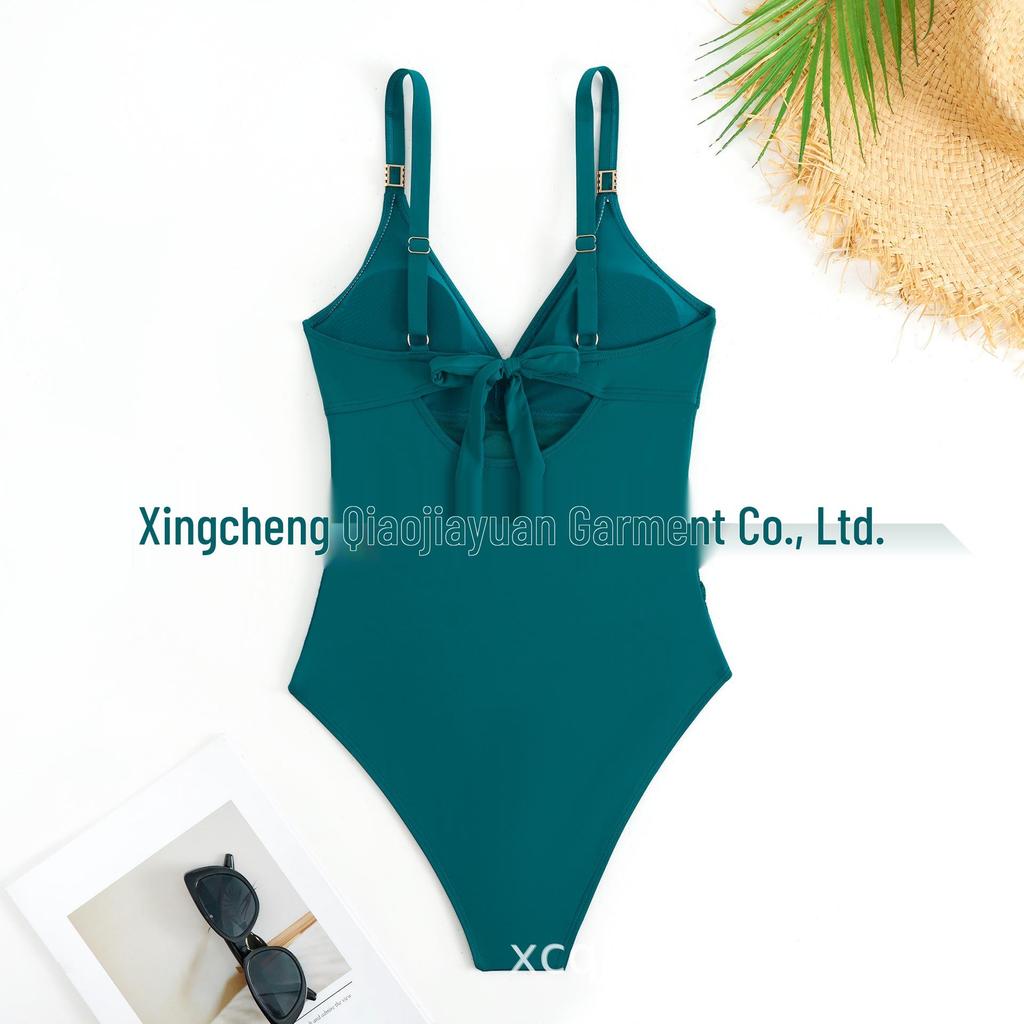 2025 European-American Women's One-Piece Solid Mesh Swimsuit Bikini