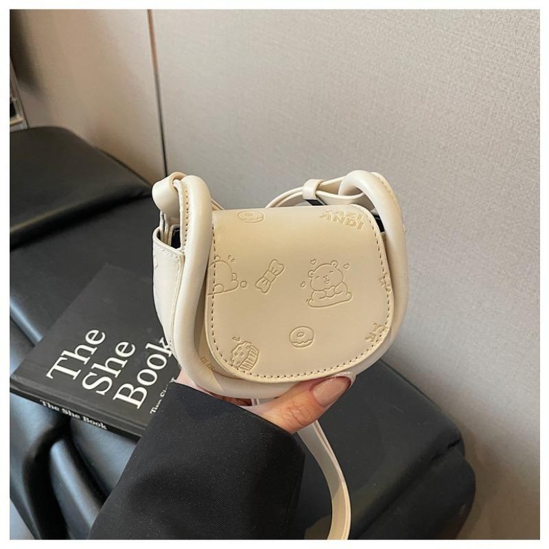 

New simple niche design messenger bag hand-held underarm saddle bag personality temperament small bag women білий