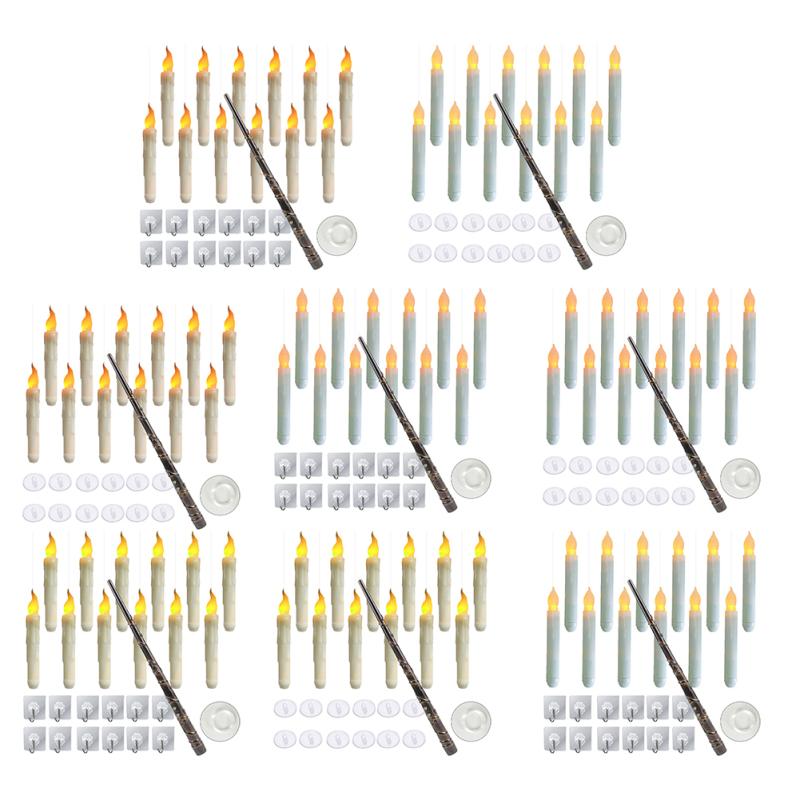 

Плавающие свечи с палочкой, 12 шт., украшения для Хэллоуина, волшебные беспламенные конические свечи, лампы для