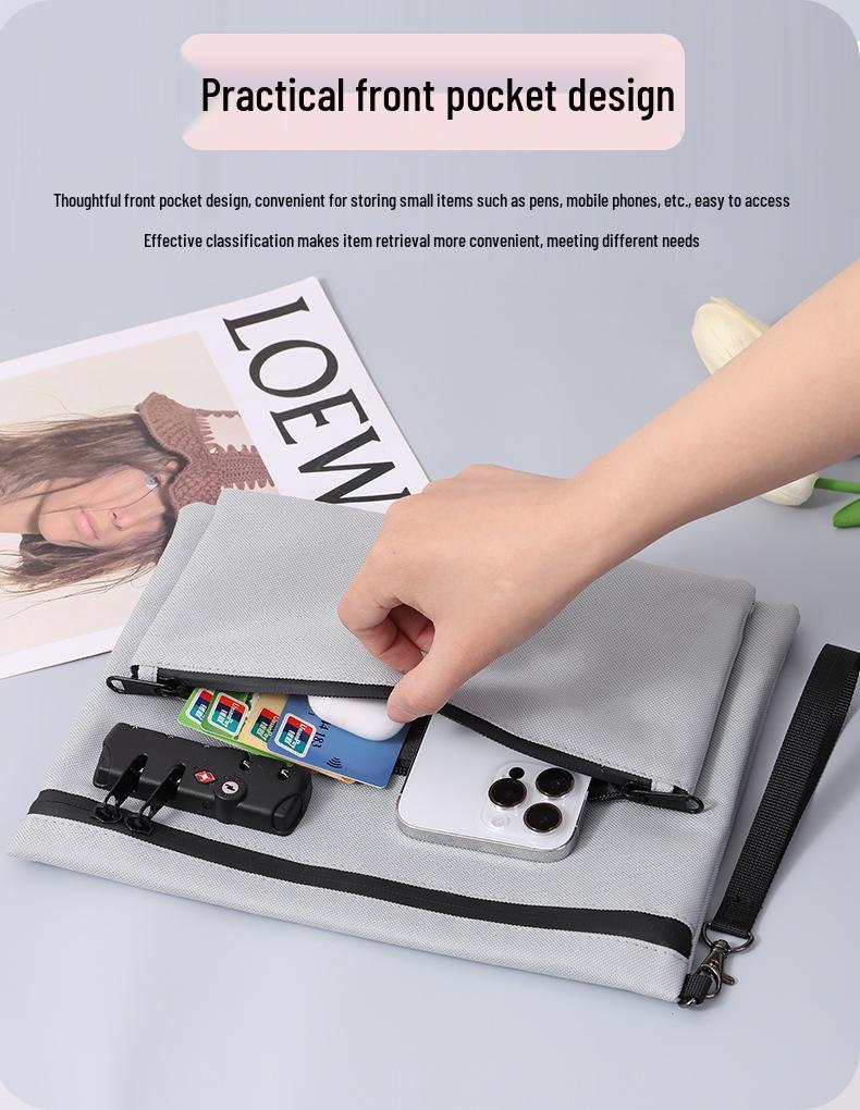Dual-Layer Anti-Theft Cash & Document Password Lock Bag