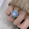 10mm Big Natural Round Pearl Fashion Ring DIY 925 Silver Holder Setting Fine Wedding Jewelry for Women
