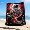 1pc Horror Clown Outdoor Flannel Blanket, Lightweight Warm Cozy for Travel Camping Office Soft Polyester Fabric