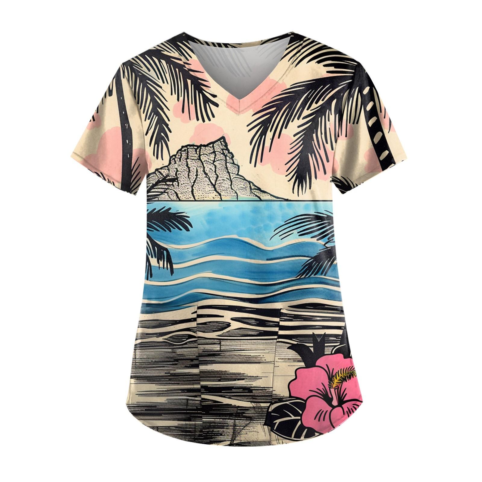 

Женский модный повседневный топ с принтом листьев L бежевый