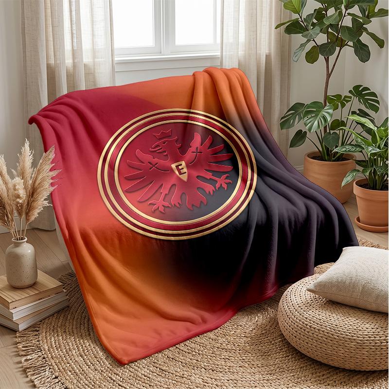 Eintracht Frankfurt Football Print Flannel Blanket, Soft Warm Lightweight Throw Blanket for Sofa Bed Camping
