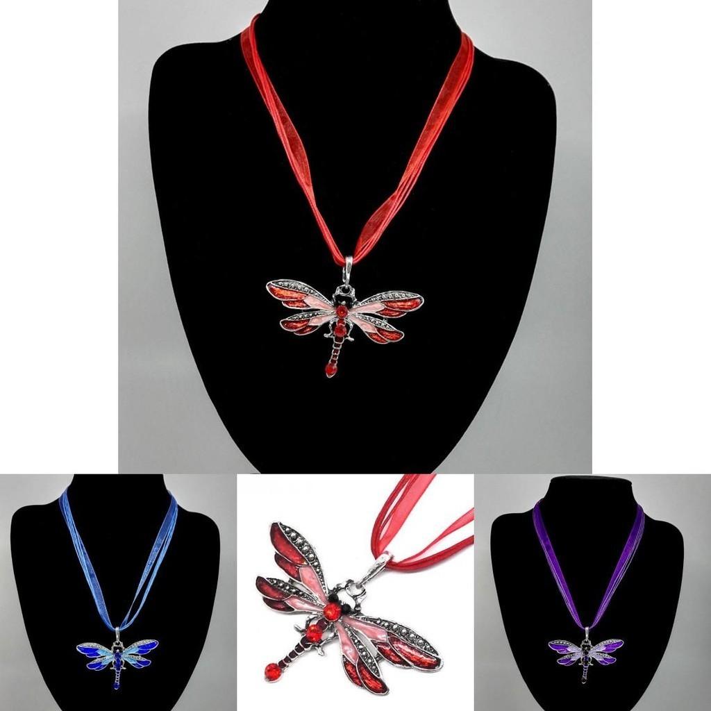 Elegant Alloy Jewelry Dragonfly Pendant Necklace Sweater Chain For Women
