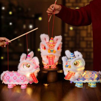 Antiker Stil Löwentanz Laterne Cartoon Handgemacht Handgehaltene Laterne Materialpakete Wasserdicht Tragbare Laterne Basteln