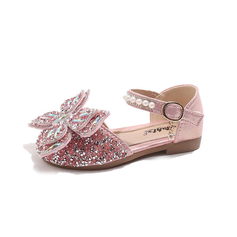 Baby Girl Rhinestone Princess Sandals - Soft Sole, Korean Style, Hollow Design for Spring/Autumn 2026.