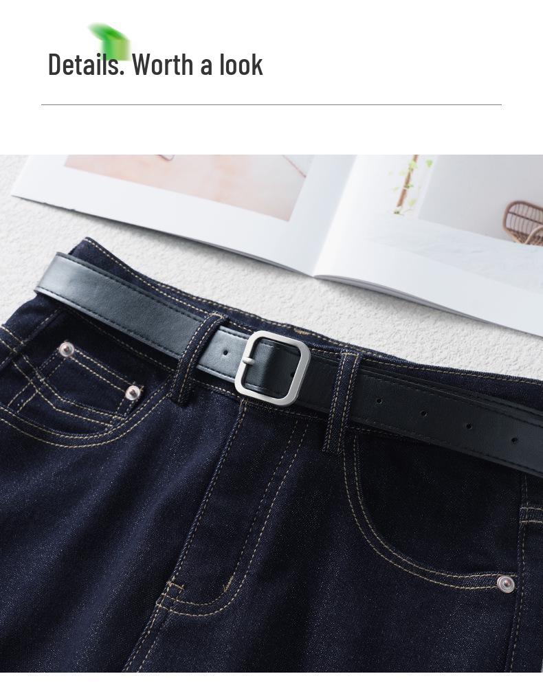 Dark Blue High-Waist Slimming Straight-Leg Cropped Jeans for Women - Spring 2025