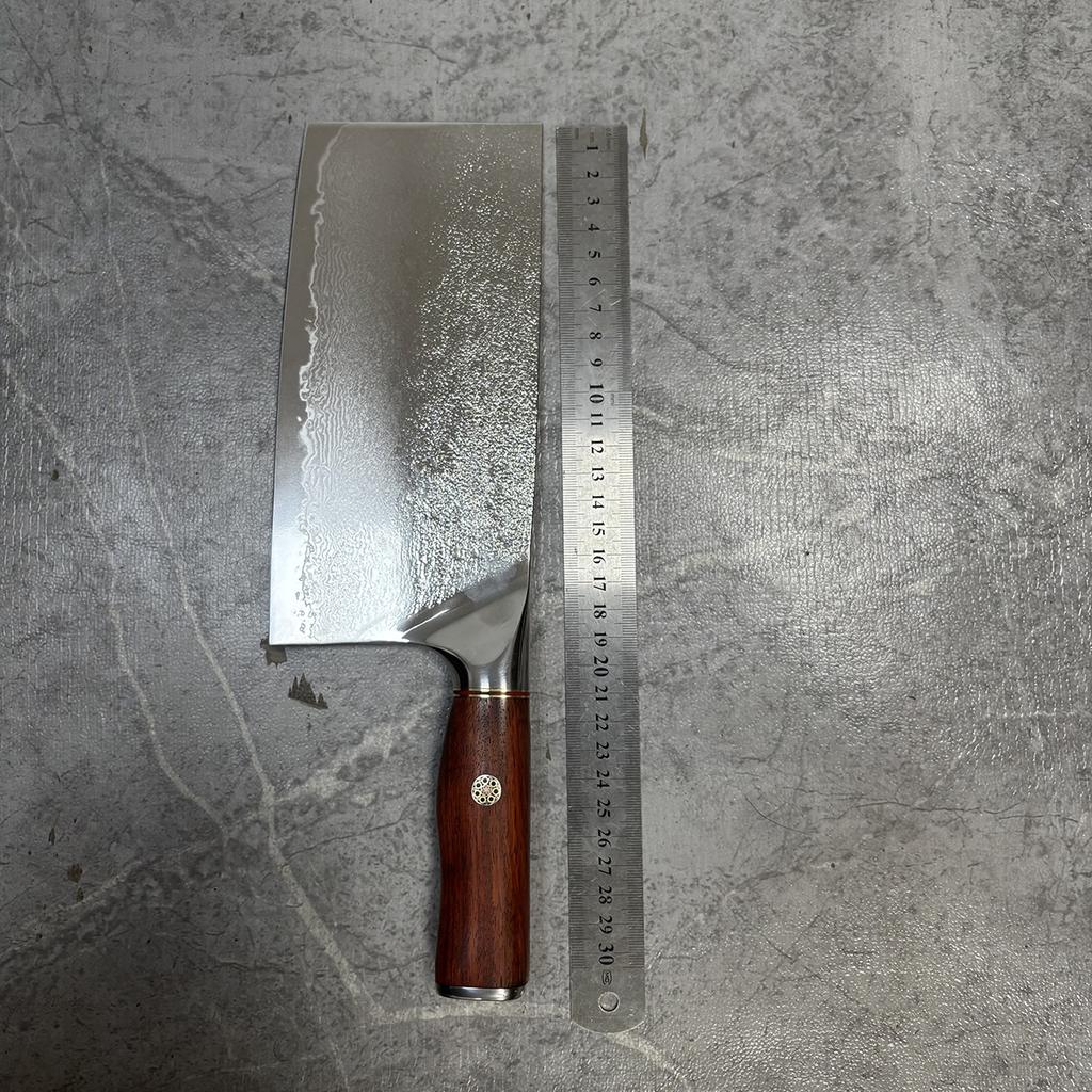 7.7 Inch Slicing Knife Handmade Damascus Steel 10Cr15CoMov Blade Wood Handle Chef Cutting Vegetables Cleaver Meat Kitchen Knives