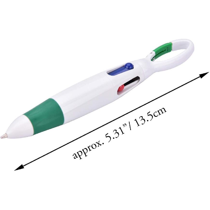 6 Pieces Retractable Shuttle Pens 4 Neon Color in One Ballpoint Pen with Buckle Clip on Top Multi-Color Carabiner Keychain for Office School Supplies