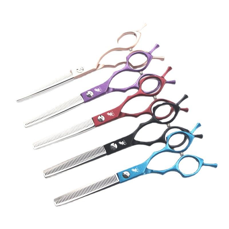 Freelander de 6,5 polegadas, tesoura de beleza para dentes de animais de estimação, tesoura de beleza colorida, tesoura fina, tesoura de dentes densos