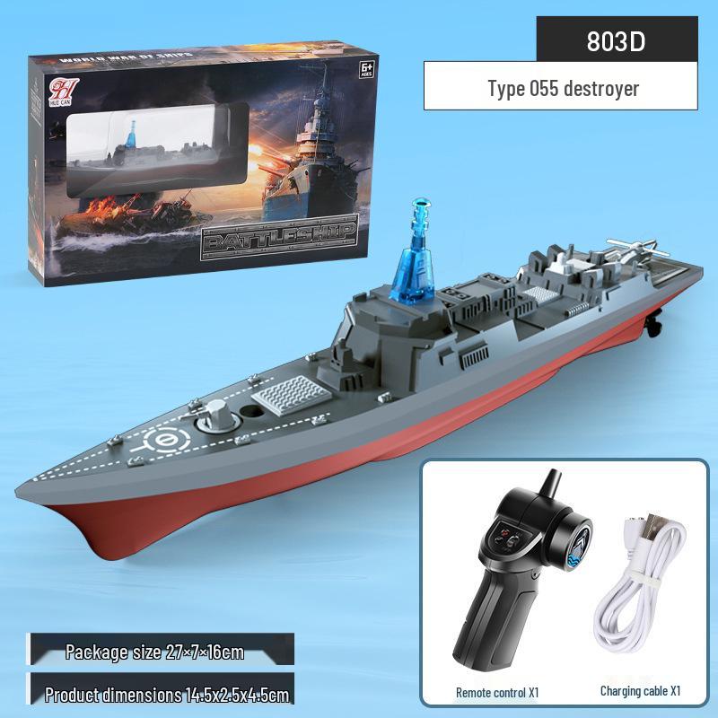 

Remote Control Mini Warship: 2.4G Speedboat Simulation Toy