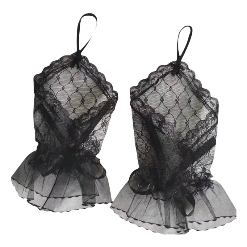 1pair Elegant Transparentes Lace Gloves Thin Short Gloves Party Dancing Mittens for Event and Everyday Fashion