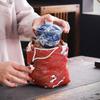 Canvas Chinese Style Handbag Cloud Square Flower Wrist Bag Elegant Tea Set Storage Bag  Streetwear