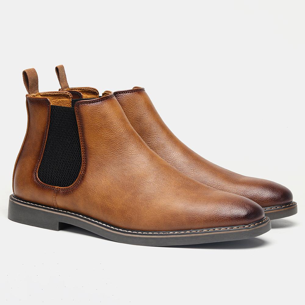 Pánské Chelsea Boots Značka 2026 Ležérní Pohodlné Retro Módní Boty Kůže