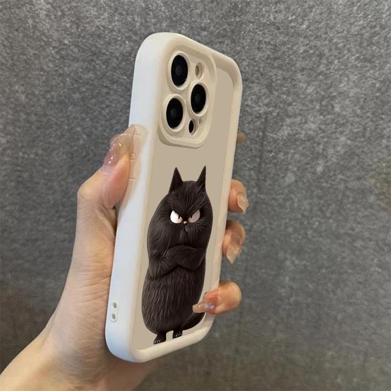 Cute Black Cat Soft TPU Phone Case For iPhone 16 15 14 Pro Max 13 12 11 Pro Max 7 8 Plus XR X XS 16E Shockproof Silicone Cover