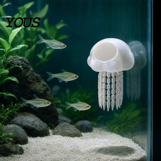 Floating Jellyfish Ornament Aquarium Hide, 3D Printed Fish Tank Reduce Aggression in Hideout, Decorative Shelter Cave for Pleco Shrimp Betta