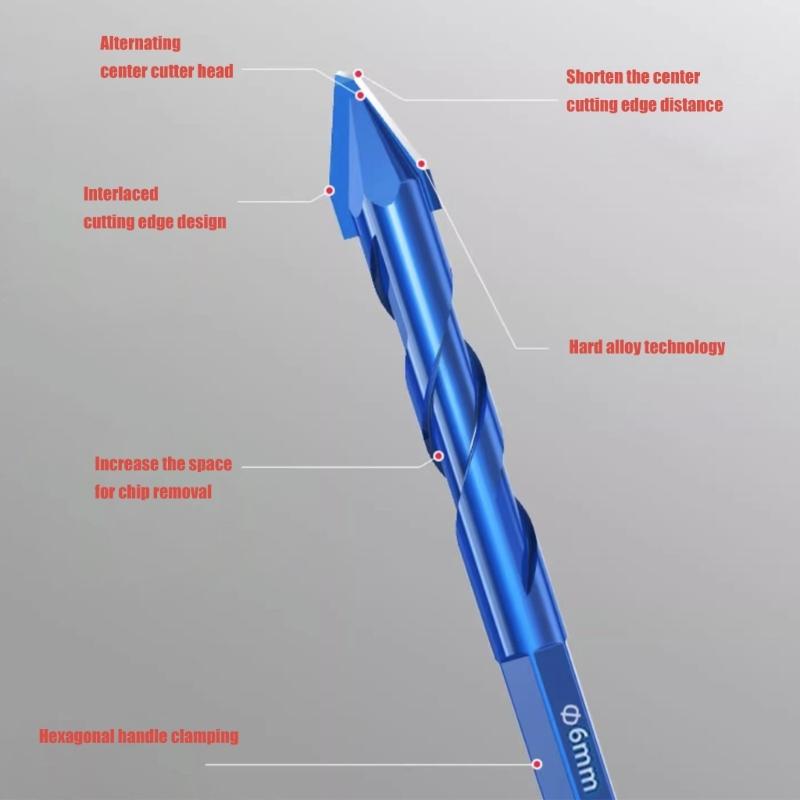 Pack Of 10 High Hardness Alloy Steel Masonry Drill Bits For Tile Glass Concrete Brick And Wood With Angled Head Design