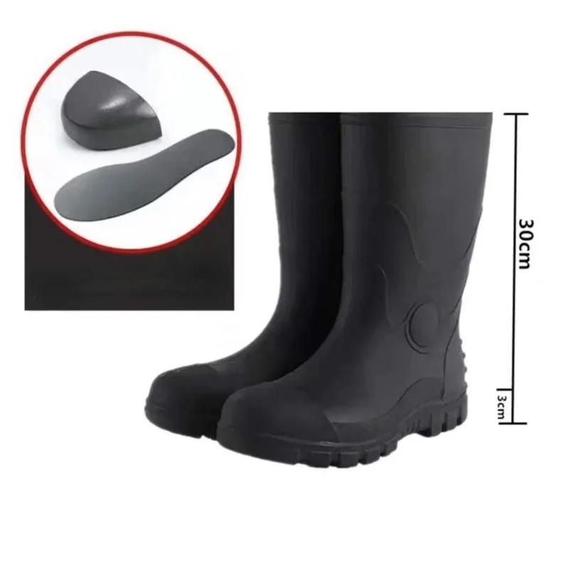 2024 Men's Work Boots Construction Site Protection Plus Steel Boots Anti-smashing Anti-stab Platform Boots Men's Tall Rain Boots
