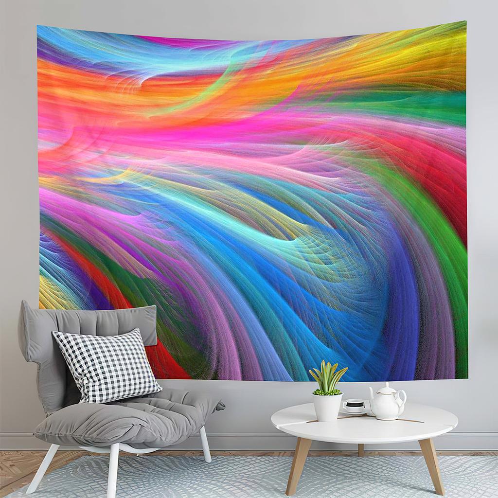 Colorful Rainbow Style Tapestry Abstract Aesthetics Tapestry Art Home Living Room Bedroom Dorm Wall Hanging Decorative Blanket