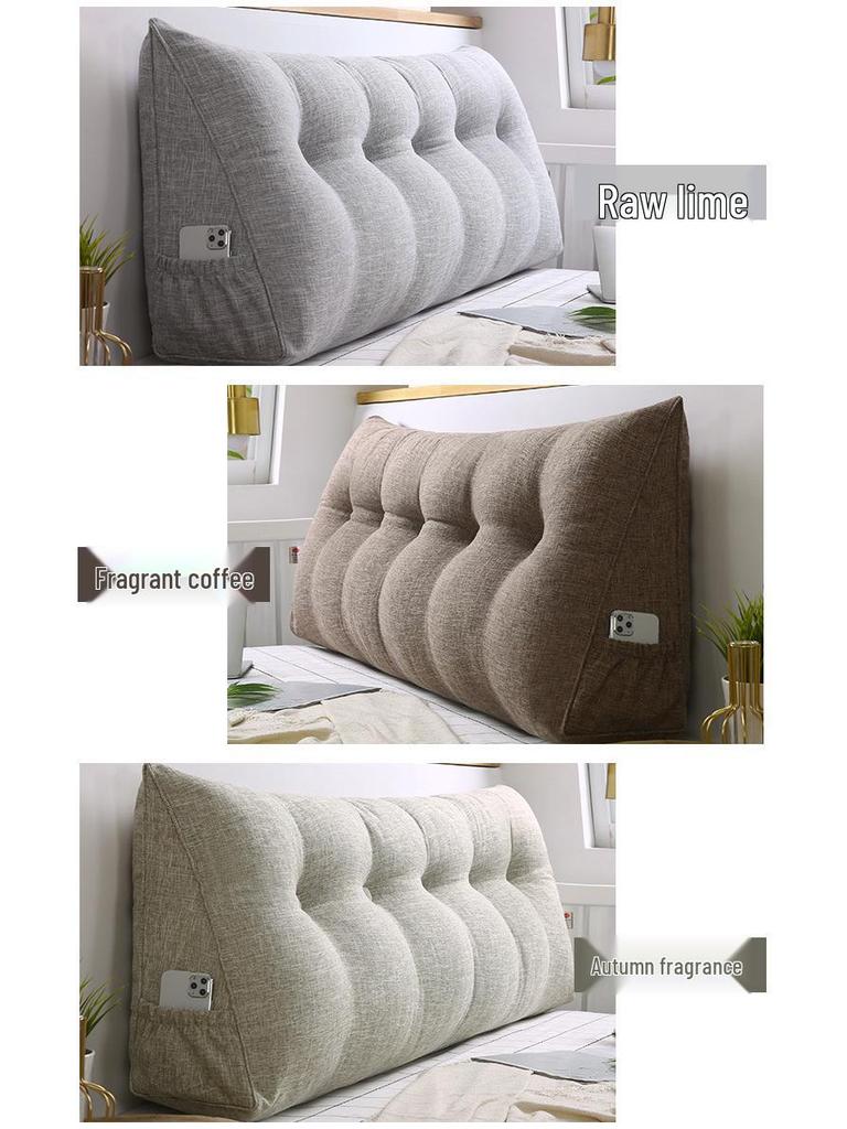 Bawełniano-lniana długa trójkątna poduszka lędźwiowa - Poduszka oparciowa na nocny stolik