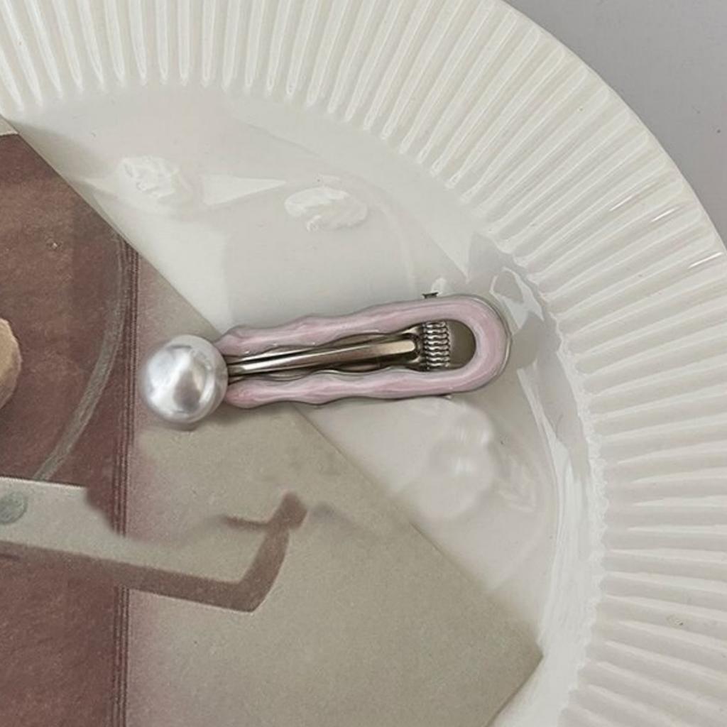 1PC Sea Salt Pink ~ Premium, Pearl, Metal Hair Clips, Women, Bangs Clips, Back of Head, Headpieces, Hair Accessories, Side Clips