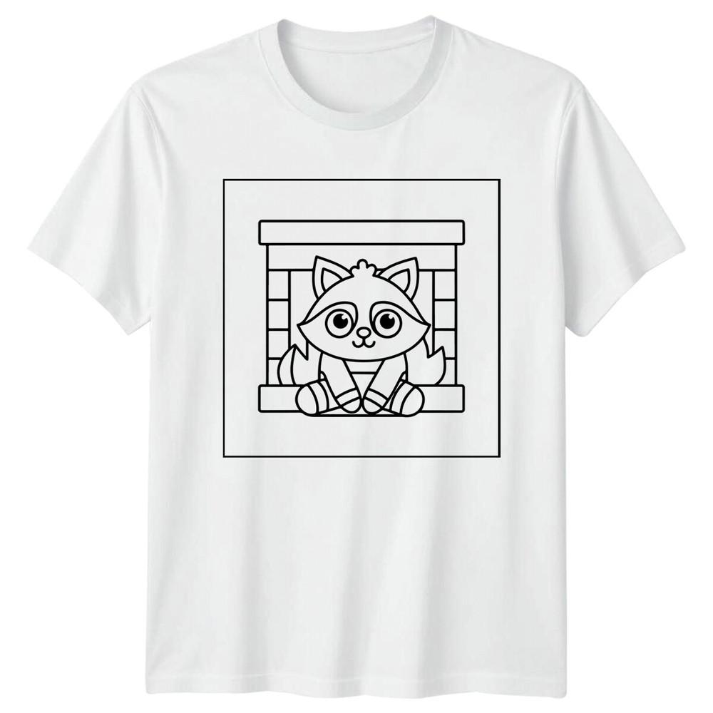 Raccoon Fireplace Cartoon Graphic Unisexs TShirt Unisexs Tee Unisex Top S