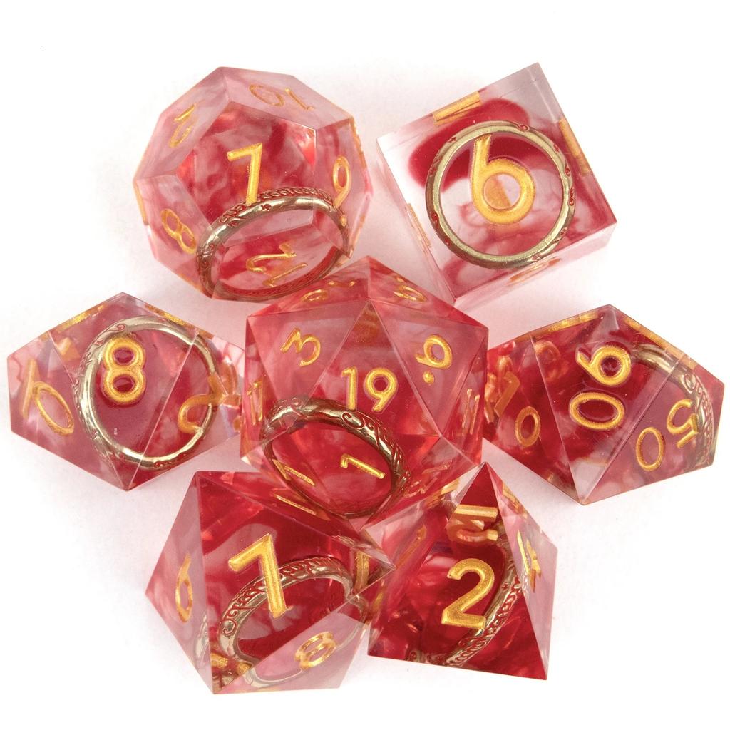 7 Teile/satz Harz Ring Anzahl Polyhedral Würfel für Rolle-Spielen RPG Brettspiel Spielzeug