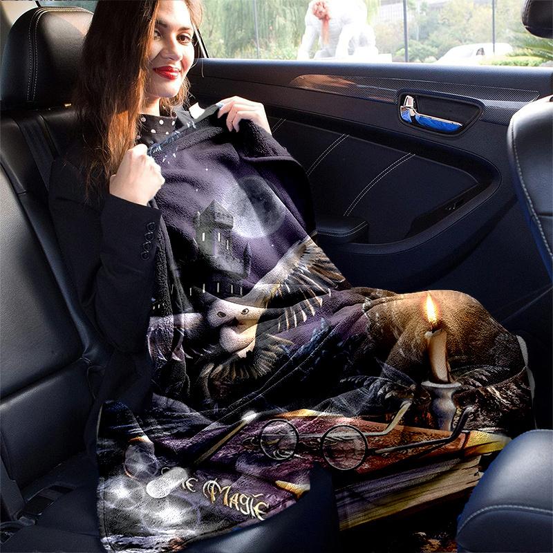 Enchanted Night: Wizard's Candlelit Spellbook SetPrint Blanket, Soft Blanket For Sofa Office Bed And Travelling Daughter Birthday Gift esj28