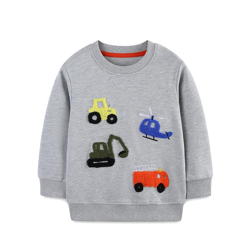 

Boys European and American Style Engineering Vehicle Embroidered Sweatshirt - Knitted Cotton Crew Neck Pullover 3 Years (100 cm)