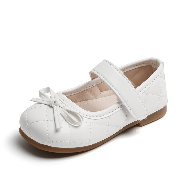 Kids Girls Mary Jane Flats Bowknot Strap Quilted Square Toe Comfortable Daily Party School Black Beige White Toddler 23