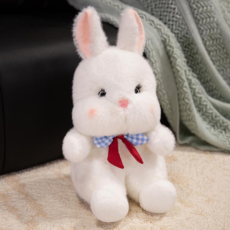 Cute Soft Bow Tie Bunny Doll Plush Toy Little White Rabbit Doll Children's Company Soothing Doll