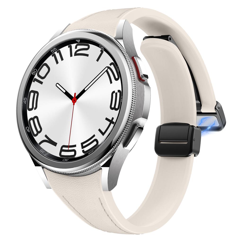 Genuine Leather+silicone Strap for Samsung Galaxy Watch 7 6 4 Classic 40mm 44mm 47mm Slim Bracelet Galaxy Watch 5 Pro 45mm Strap
