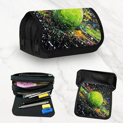 Green Abstract Art Tennis Ball - Large Pencil Case, Spacious Storage Bag, High Capacity Organizer Pouch, Ample Storage for Stationery, Pencil Holder,