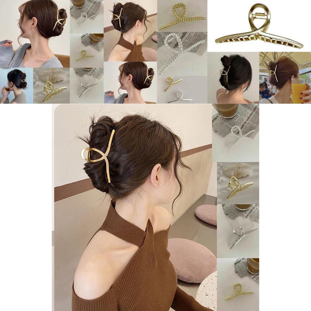 Elegant Women Hair Claw Clip Made Of Matte Metal For Strong Non-slip Grip