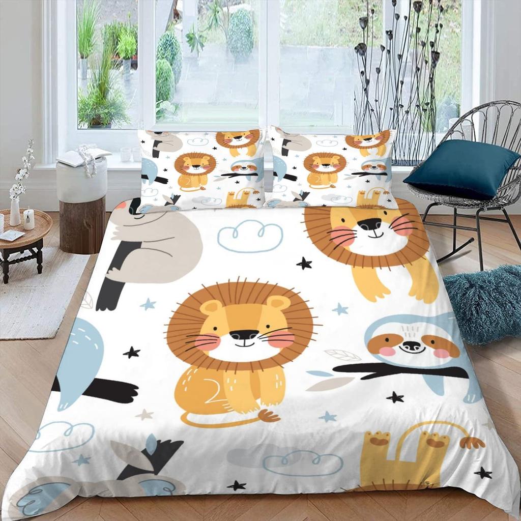 Cute Elephant Koala Duvet Cover Set Cartoon Animals Bedding Set Australia Tree Bear Quilt Cover Twin King for Kids Boys Girls
