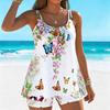 Kadın Mayo Tankini 2 Parça Mayo Kelebek Çiçek Desenli Tatil Mayo