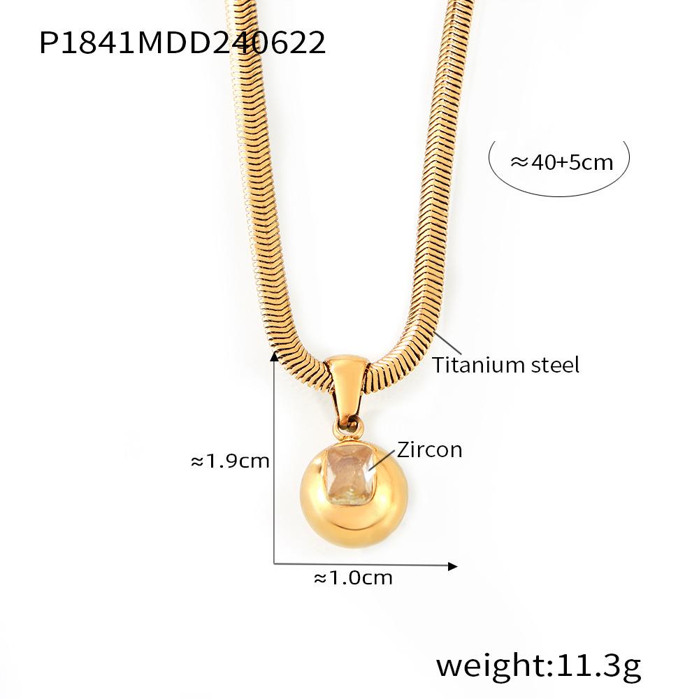 18k Gold-Plated Titanium Steel Zircon Geometric Pendant Necklace