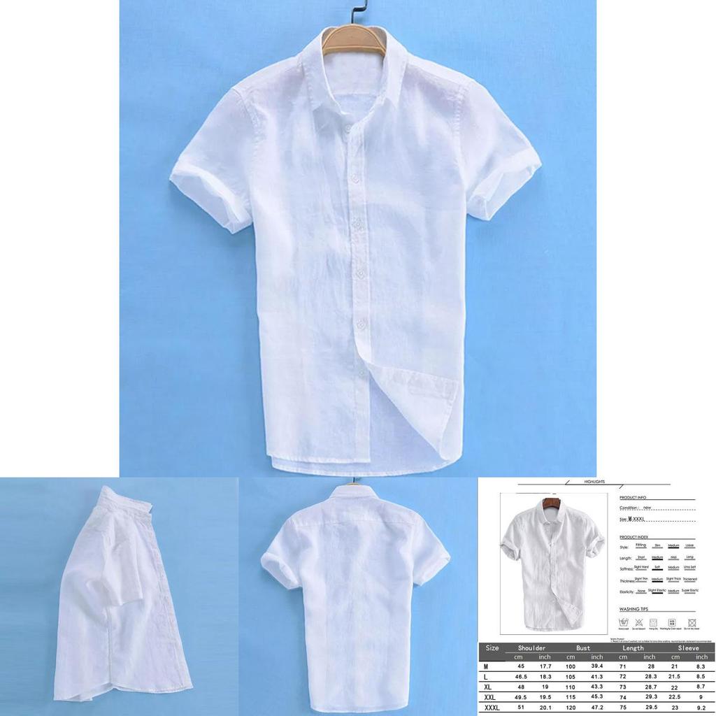 Luxury Men's Short Sleeve Linen T-shirt For Daily Wear In Casual Loose Fit