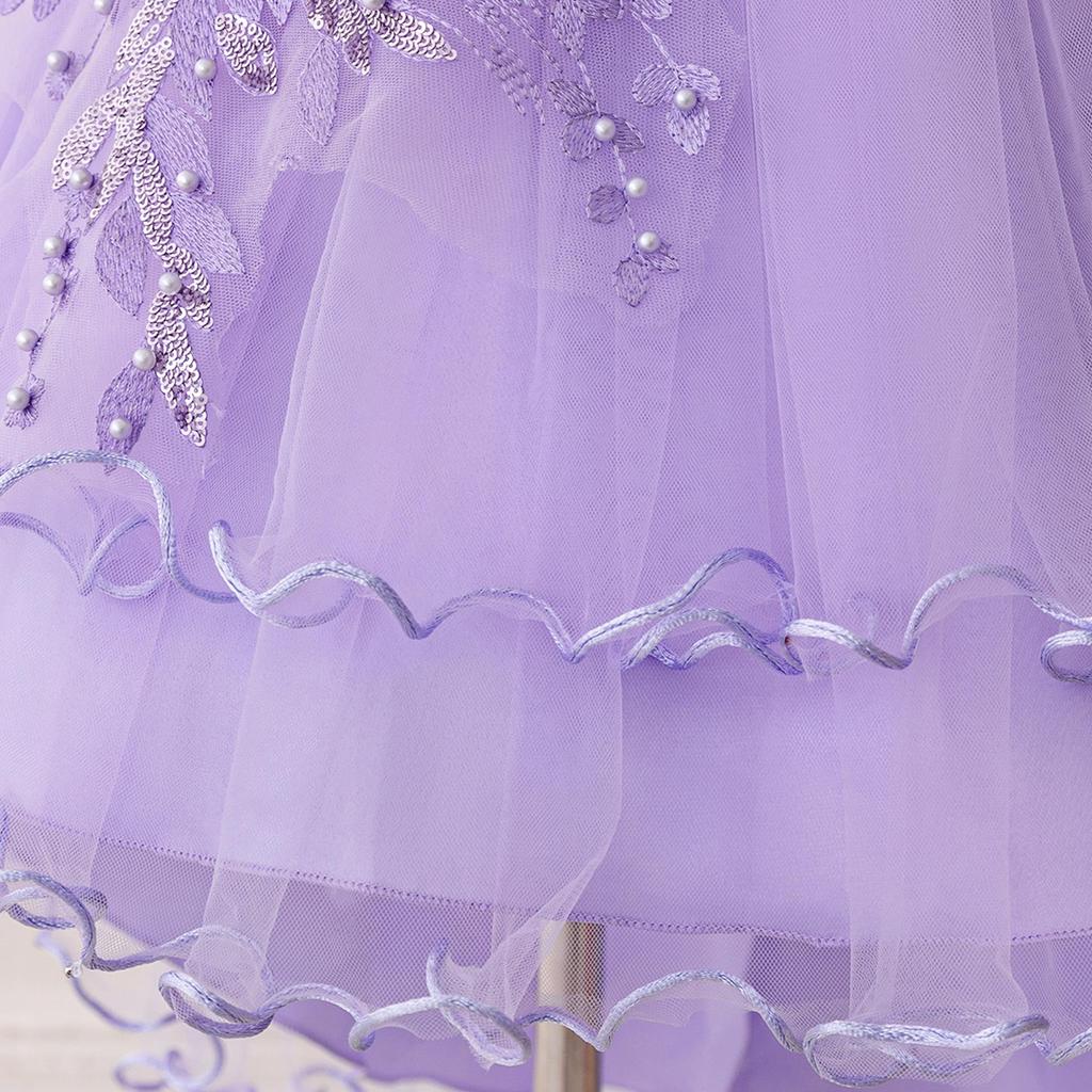 Sequin Princess Train Dress for Girls - Puffy Tulle Wedding and Evening Performance Dress