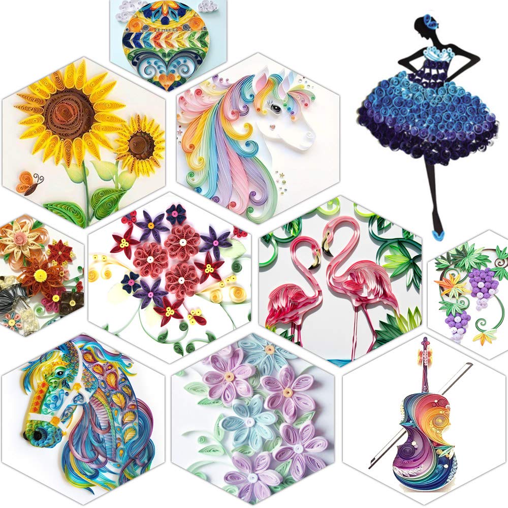 COOLBOTANG Paper Quilling Kit 19 Pieces 45 Colors 900 Strips Gradient Color DIY Craft Artificial Flower Materials Home Party Decorations Gift Suitable