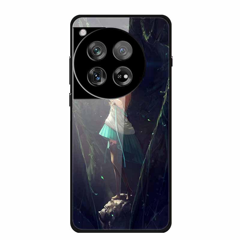 OnePlus 12 Case Tempered Glass Customized Colorful Golden Fruit Design