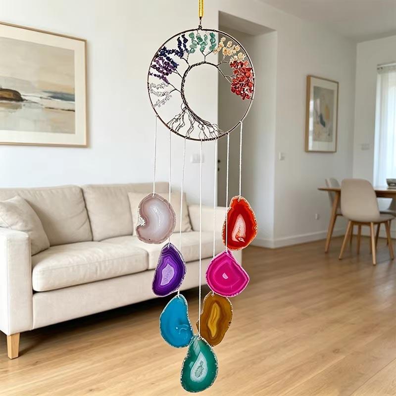 Hot Selling Folk Art Natural Crystal Wind Sun Catcher Sunshine Rainbow Dream Catcher Moon Wind Chime Pendant Christmas One Size