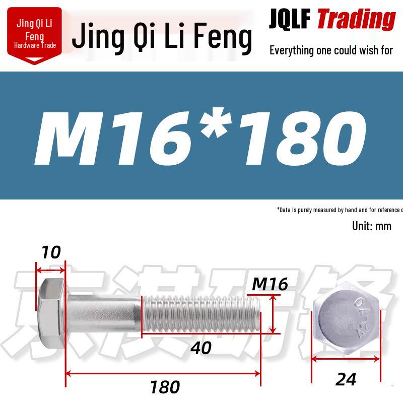201 Stainless Steel Hex Head Bolt, Half Thread, M6-M30 Threaded Rod