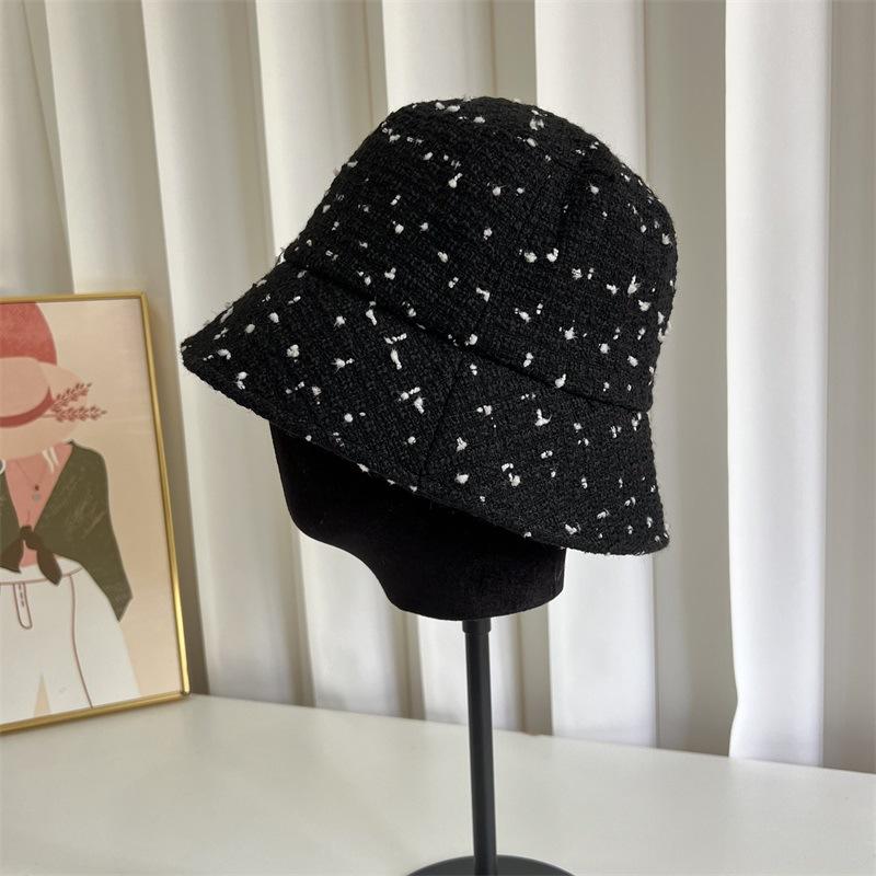 Autumn and winter polka dot basin hat versatile plain temperament bucket hat women's hair showing face small bucket hat