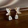 Elegant Zircon Butterfly Water Drop Earrings: Simple, High-End, Light Luxury Studs
