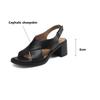 Fashion New Genuine Leather Summer Sandals 2025 Round Toe Chunky Heel Women Sandals Concise High Heels Handmade Shoes for Women