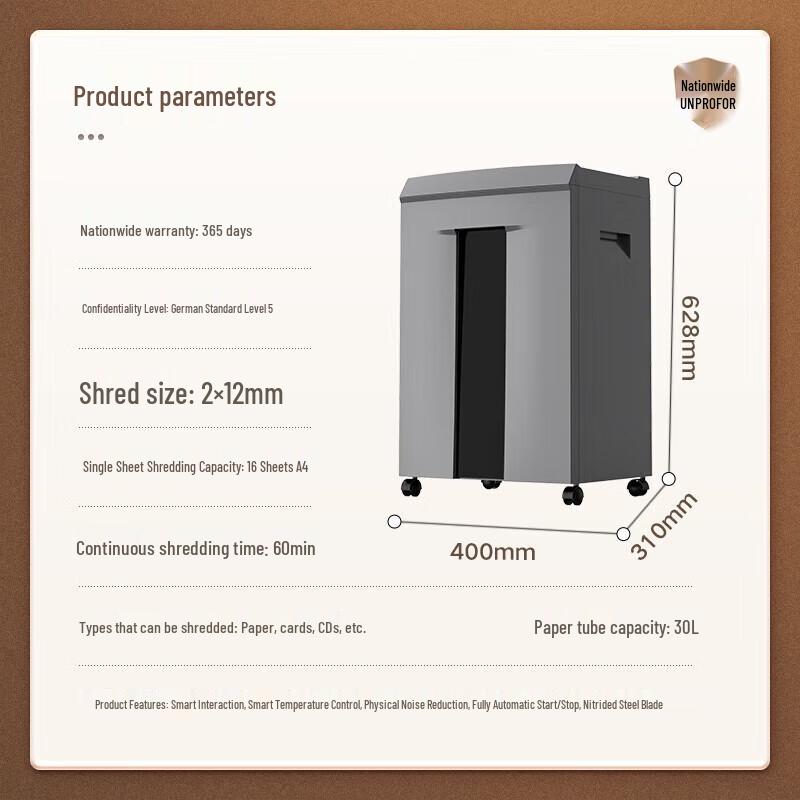 Deli 9906 Commercial P-4 Cross-Cut Paper Shredder