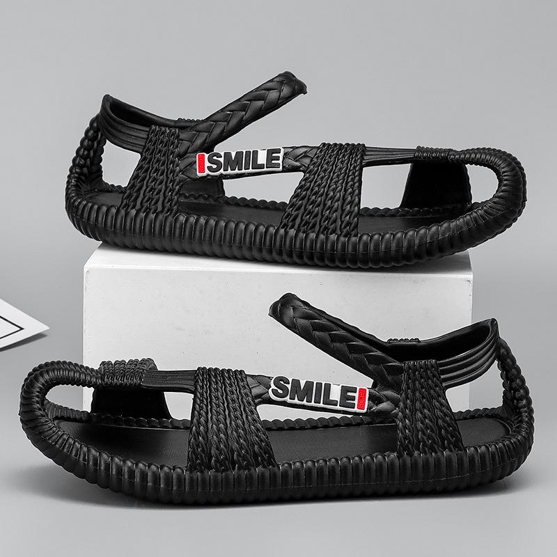 

Sandals men s summer wear new drag sports non-slip beach straw shoes dual-purpose cool driving Sandals 36 чорний