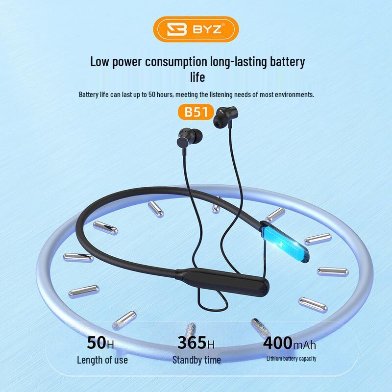 BYZ B51 Neckband Bluetooth 5.3 Earphones